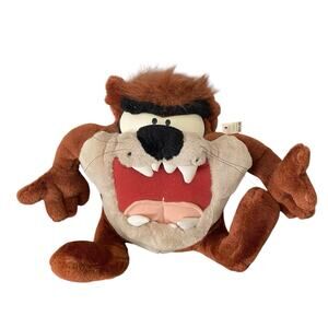 Taz Looney Tunes Plush 1997 Talking Vibrating Tazmanian Devil Tested, WORKS! EUC